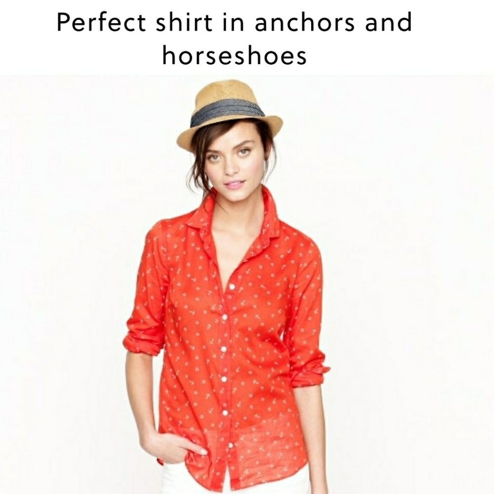 J. Crew Perfect Shirt in Anchors and Horseshoes
